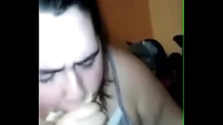 Untidy blowjob BBW BBC saliva messy