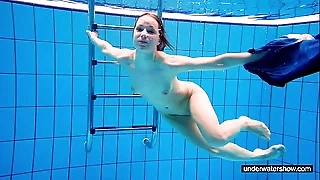 Teen unladylike Avenna is swimming in transmitted to pool